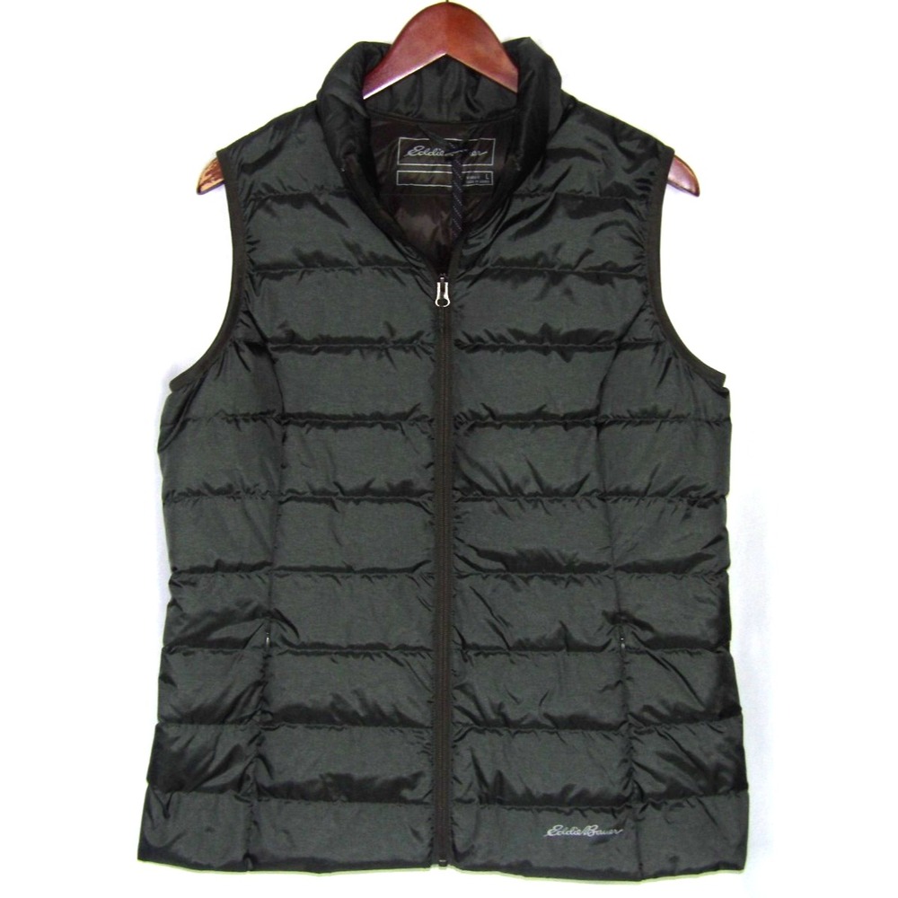 Eddie Bauer Dark Green Zip-Up 650 Down Insulated Puffer Vest Jacket Women's LRG